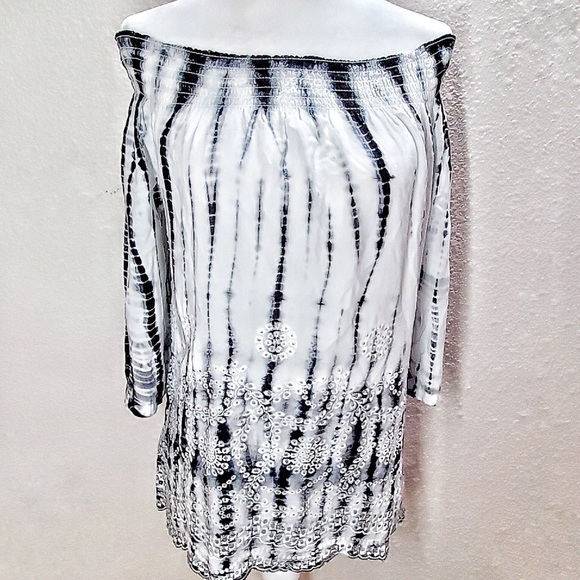 Tribal Tops - NWT Tribal Jeans Pauly Tie Dye Eyelet Top XS